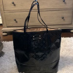 Large black patent leather Kate Spade tote 14x16
